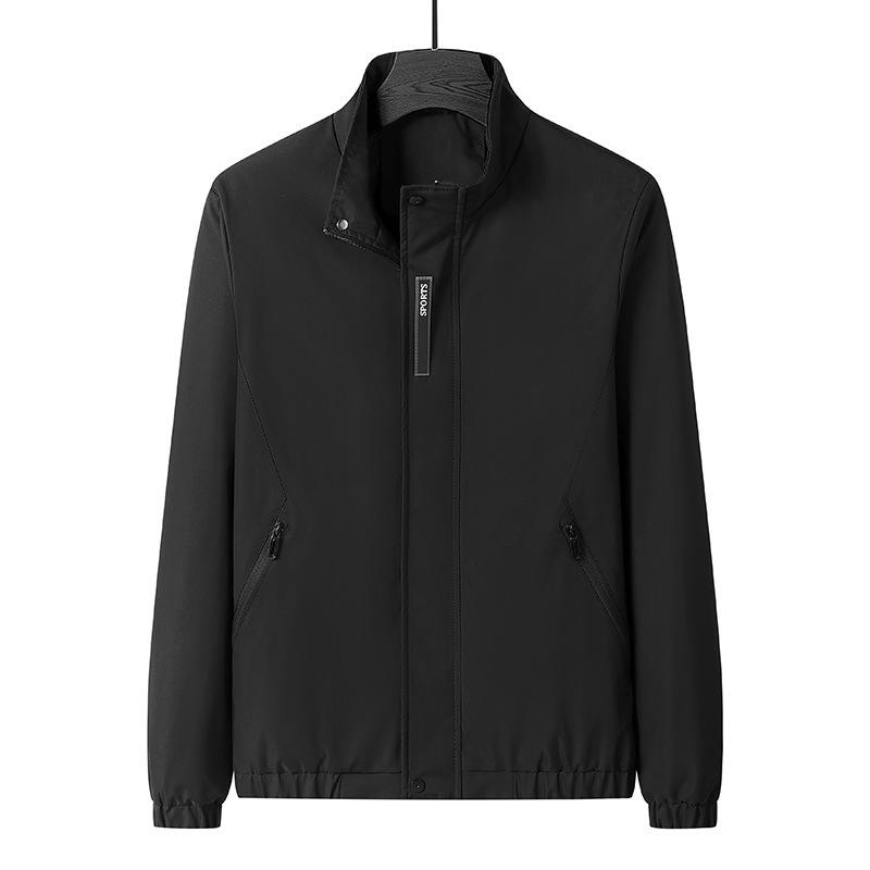 

Однотонная куртка для весны и осени, мужская, с воротником-стойкой, модная, спортивная и для отдыха, ветрозащитная, тонкая, мужская куртка XXXXL чёрный