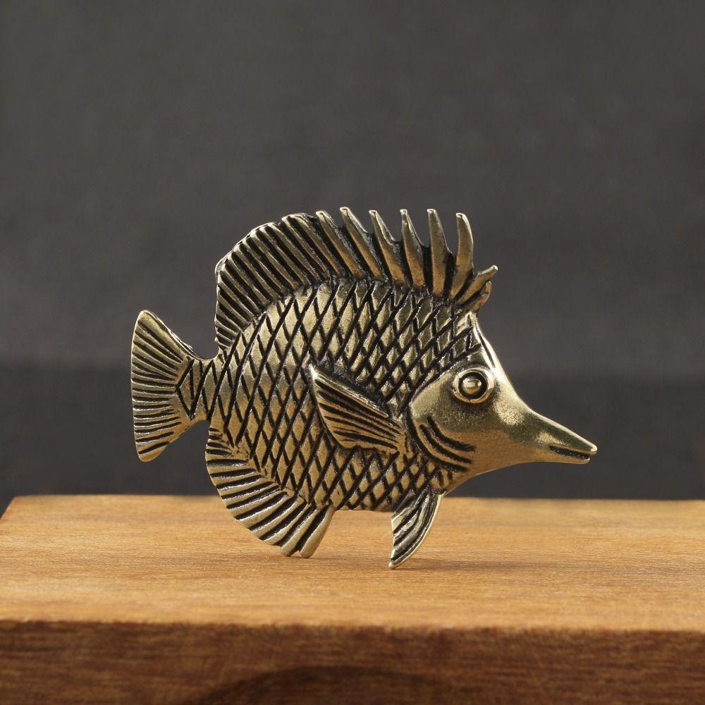 

Резьба по дереву Морская Рыба Статуэтка Медные Изделия Рыбы Пейзаж Украшения Фигурки Рыб Чай для Домашних Животных