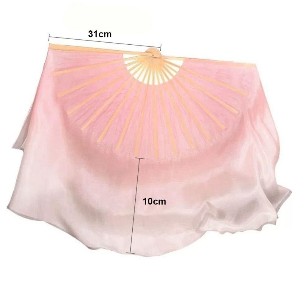 10cm Half Circle Silk Veil Chinese Short Bellydance Fan Hand Dye Adults Fan  Kid Women