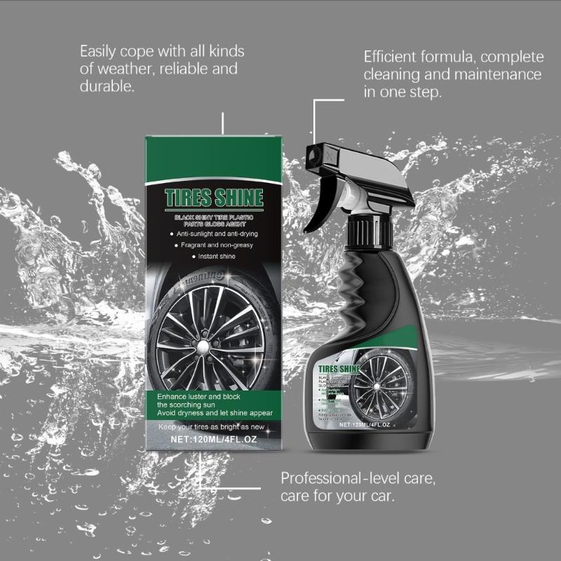 120ml Car Coating Black Wet Look Tire Polisher Shine Dressing Tire Dressing Sprayer Polishing Brightener