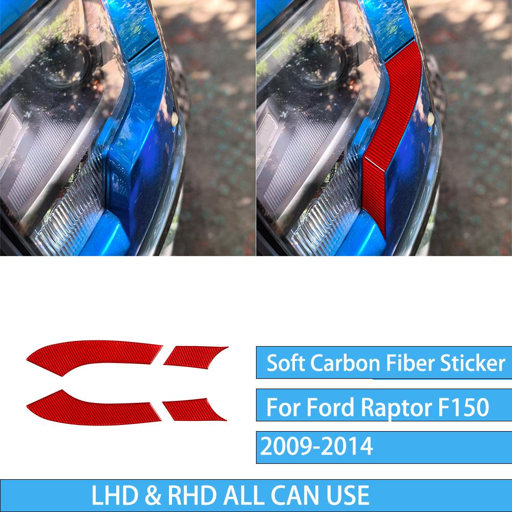 For Ford F150 Raptor 2009-2014 Real Carbon Fiber Headlights Sides Auto Trim Accessories Interior Cover Tuning Decorative Sticker