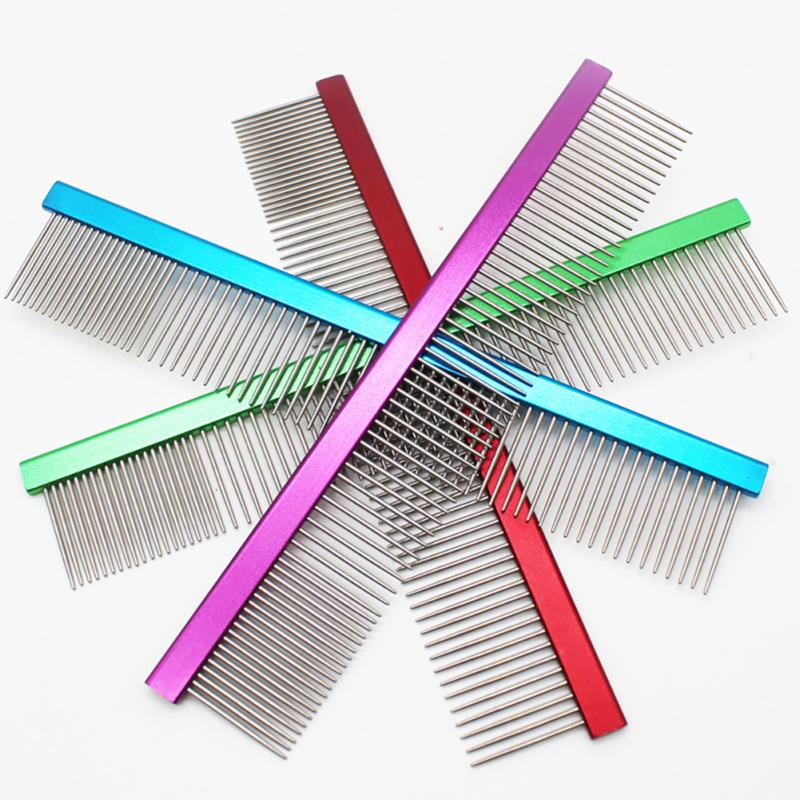 1 pieptene din aliaj de aluminiu pentru câini pentru caini, pisici, instrument de îngrijire pentru îndepărtarea părului