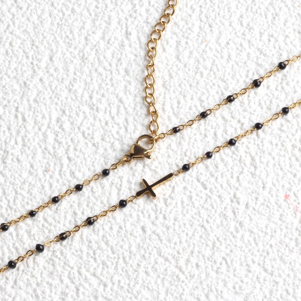 

New Bohemian Fashion Cute Cross Pendant Necklace for Women Stainless Steel Choker Necklace Gold Plated Bijoux Collares