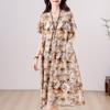 Übergröße, langes Sommerkleid mit Vintage-Druck für Damen, elegantes, kurzärmeliges, lockeres Sommerkleid in Übergröße