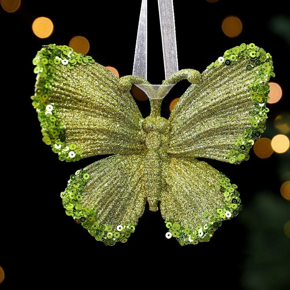 Green Christmas Tree Pendant Sparkle Powder Gold Sequins Snowflake Elk Ballet Girl Pendants Decorative