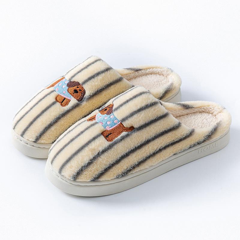 Embroidery Puppy Cotton Shoes Mop Autumn and Winter Indoor Home Couple Warm and Comfortable Plush Household Cotton Mop