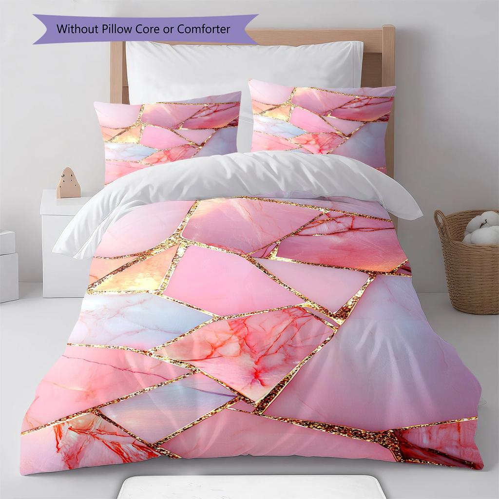 Green Marble Pattern Bedding Quilt Set Quilt Cover Pillowcase Home Decoration Gift (1 * Duvet Cover + 2 * Pillowcase, Without Core)