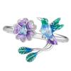 Kolibri und Blume Verstellbarer Silberring 925