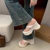 Flip-flop slope heel toe sandals outer wear summer new muffin thick-soled high-heeled casual beach slippers