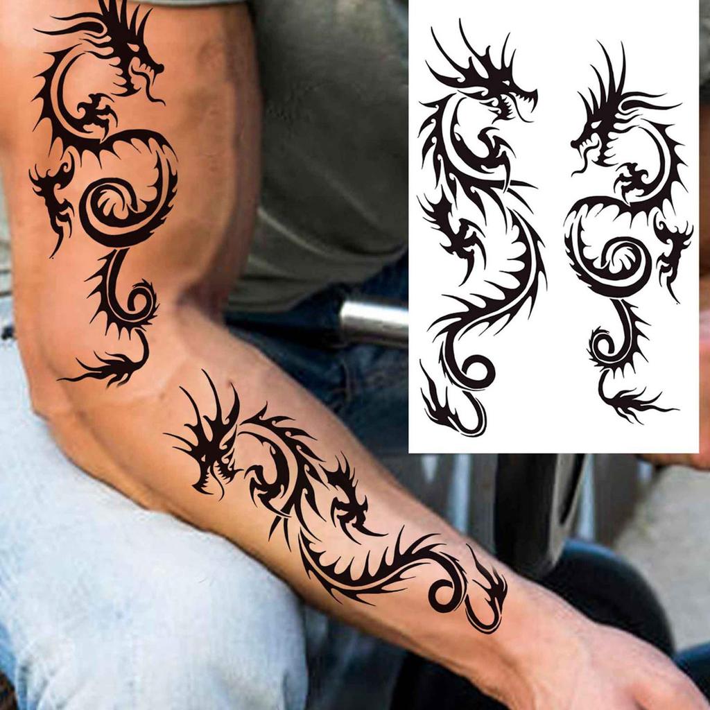 1 Sheet Realistic Fake Dragon Temporary Tattoos For Women Men Adults Arm Sleeve Waterproof Body Art Tattoo Sticker Disposable
