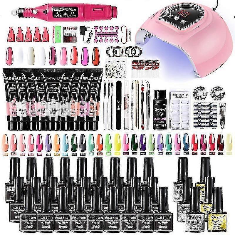 Nail Extension Manicure Set Gel Nail Polish Set Quick Build Polymer Gel Set Soak Uv Led Lamp Dryer Finger--(niubi)