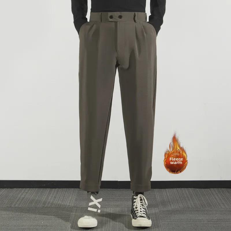 

Men s Slim-Fit Velvet Nine-Point Harem Pants - Autumn/Winter Korean Style Casual Trousers 30 [55-60 kg]