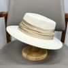 French elegant simple autumn and winter Australian wool flat top hat female Hepburn style retro fashion wide brim top hat felt hat