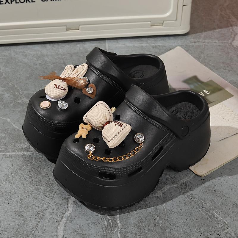 Móda 2025 Nové Roztomilé DIY Mašle Platformové Pantofle Pro Ženy Letní Zahradní Boty Silná Podrážka Dívčí Domácí Street Sandály Módní Dřeváky