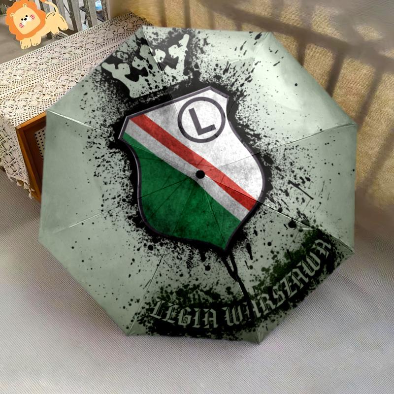 Modello Legia Varsavia, ombrello pieghevole automatico, design portatile e pieghevole, 8 stecche, un regalo di Natale o di compleanno.
