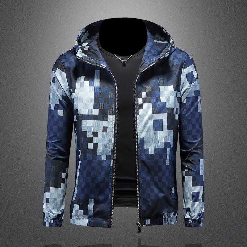 

2026 New Style Stand-up Collar Cardigan Mens Casual Fashion Outerwear JK9229 2XL синий