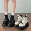 Black British Thick High-heeled Platform Martin Boots Women's 2025 New Autumn Versatile Height-increasing Retro Short Boots