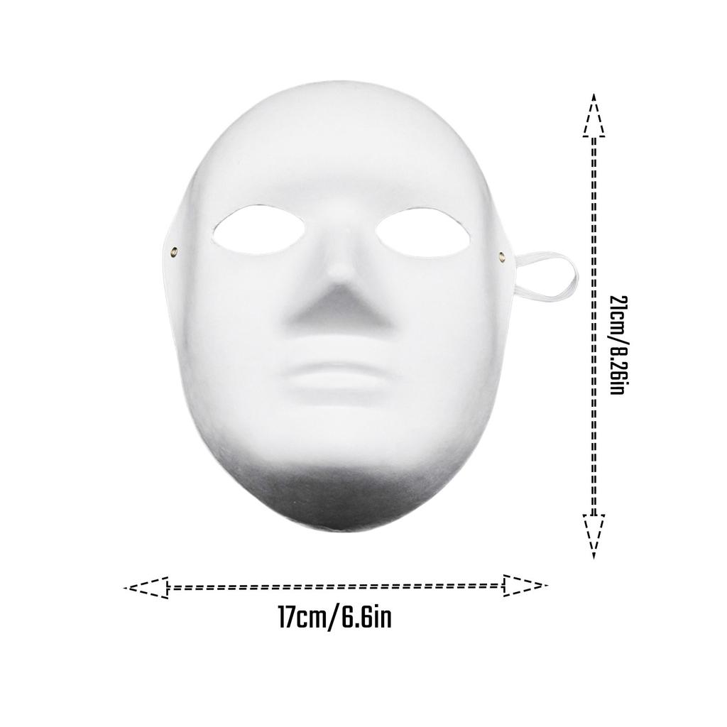New Halloween DIY Full Face Craft Masks Blank White Paintable Paper Mache Mask for Masquerade Cosplay Mardi Gras Party Prop