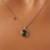 Olive Green Square Pendant Necklace with Clavicle Chain