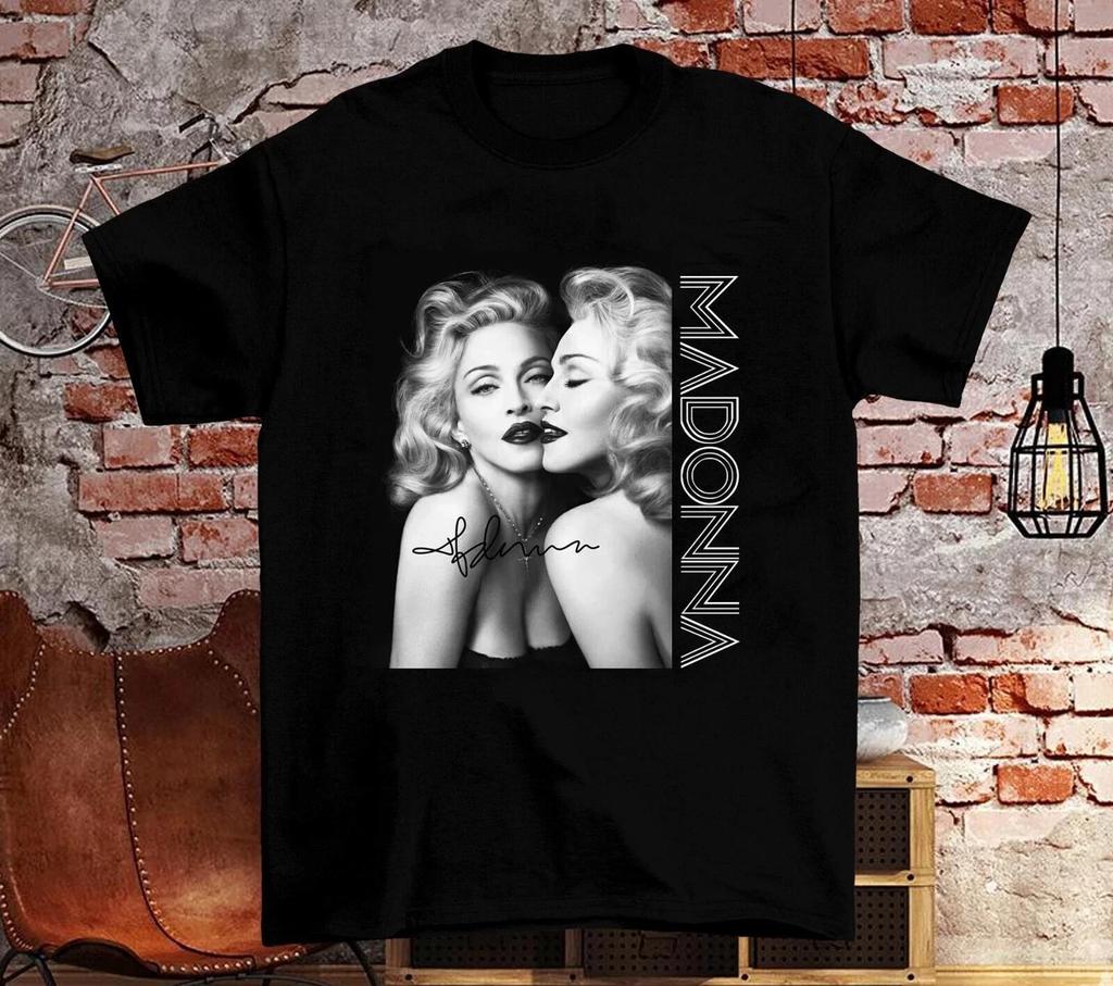 Madonna Men's T-Shirt Women's Black All Size Unisex T-Shirt Summer Men's and Women's Retro Shor