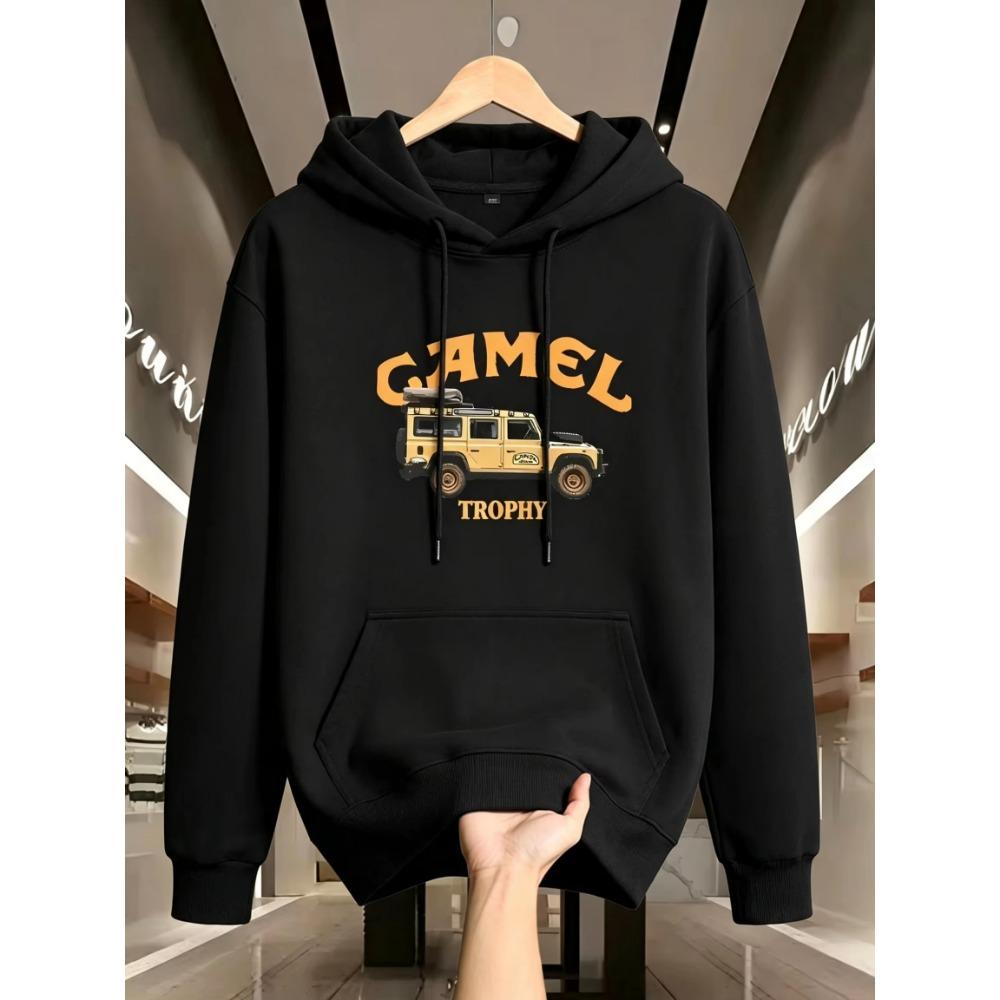 Retro Pattern Print Hoodie Men Women Loose Casual Autumn Winter Streetwear Sports Pullover Sweatshirt Vintage Harajuku Fleece Daily Wear Top