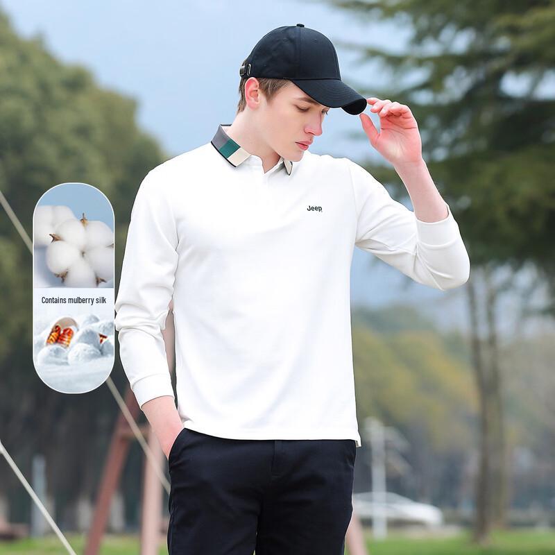 JEEP Men s Silk Blend Long Sleeve Polo Shirt XL