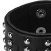   Bracelet Split Leather   Snap Button Rivet   Vintage Wrist Jewelry(Black )