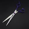 7" Purple Handle Pet Grooming Scissors Set: Straight, Bent, Thinning Shears & Comb