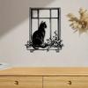 1pc Black Cat Metal Wall Art Sculpture Powder Coated Mural for Bedroom Halloween Gift Cat Lover
