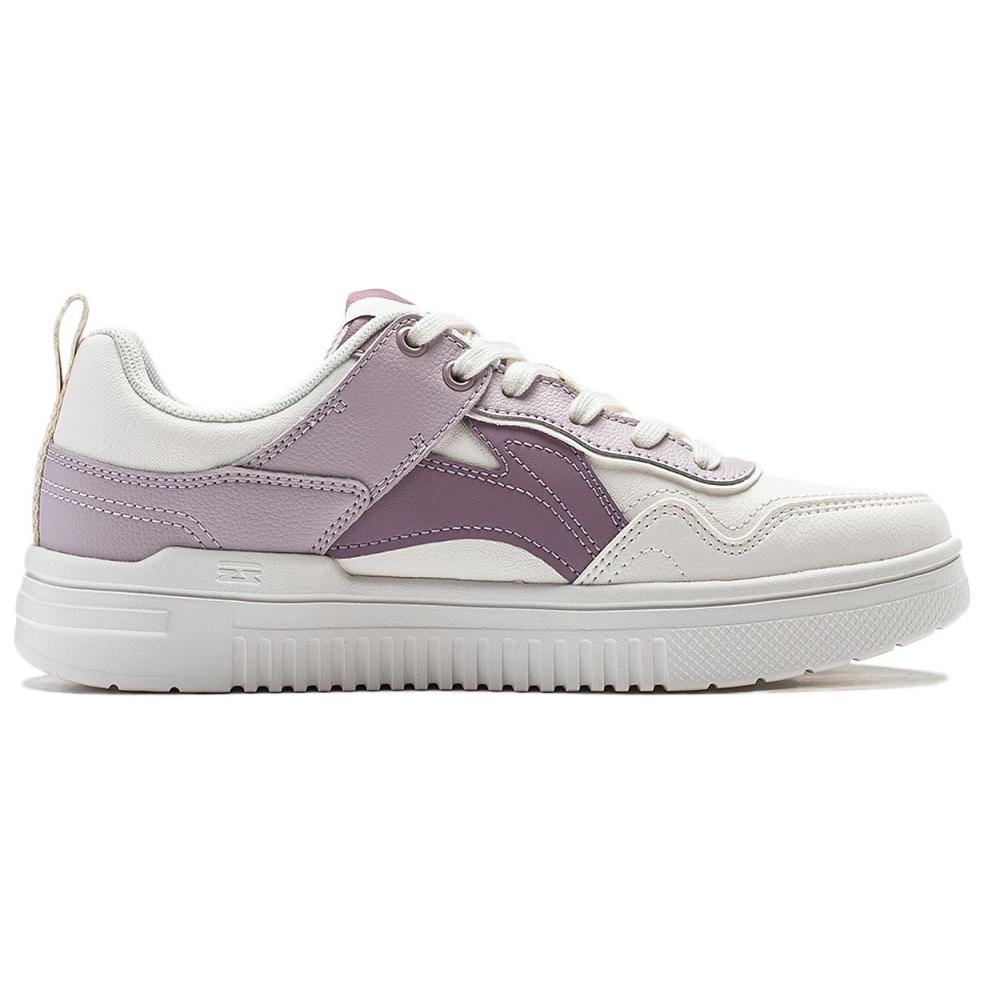Li Ning Qingyun Soft Classic Low-Top Casual Shoes Women Sneakers White Purple AGCU388-3