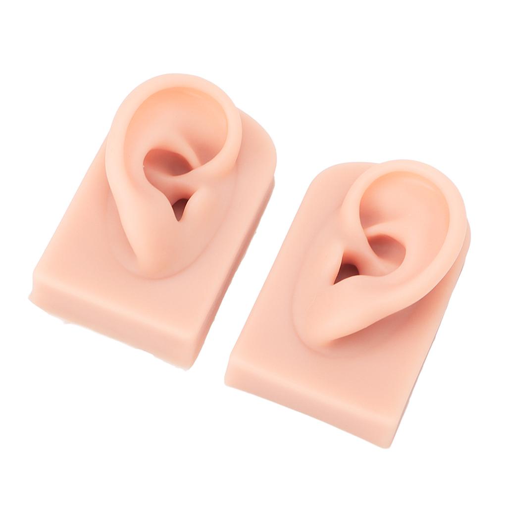 1 Pair Silicone Ear Model Flexible Soft Reusable Simulated Human Skin Silicone Piercing Model