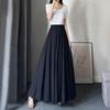 2025 Spring Black Chiffon Midi Skirt for Women - Ankle-Length A-line Summer Dance Skirt, Slimming Fit