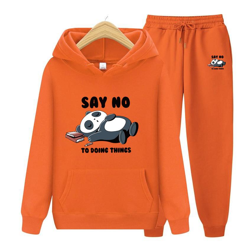 Hooded Sweatshirt Women's Hoodie Say No Men Suit Hoodie Two Pieces Set Autumn Men's Hoodie + Pants Sets