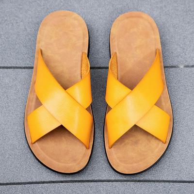 Vielseitige Sommer Herren Leder Sandalen Rutschfeste Herren Halbschuhe Outdoor Strandschuhe Bequeme Weiche Herren Hausschuhe Freizeitspaziergang Halbschlappen