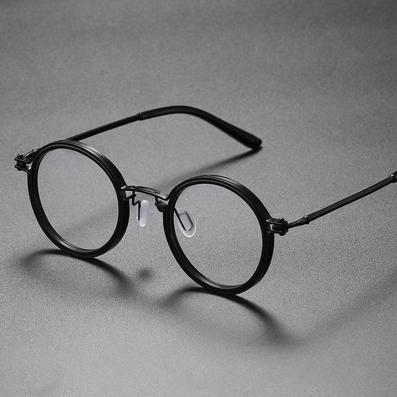 Vintage Fashion Hollow Design Titanium Round Glasses Frame Men Women Hand-Made Eyeglasses Spectacles Frames