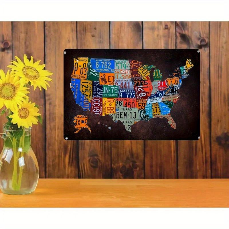 Vintage Route 66 Metall Wandkunst Schild - Retro US-Staaten Kennzeichen Design, Langlebiges Eisen, Wandmontiert Garage Bar Heimdekoration