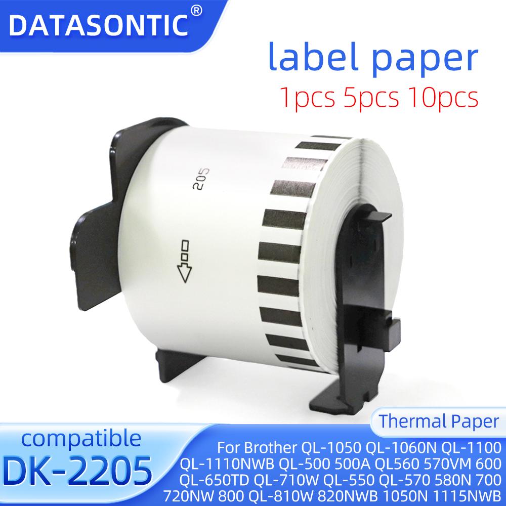 Papel térmico de etiqueta DK-2205 para impressora Brother QL1050 QL1060N QL1100 QL1110NWB QL600 QL650TD 710W Papel 62mmx30,48m Contínuo