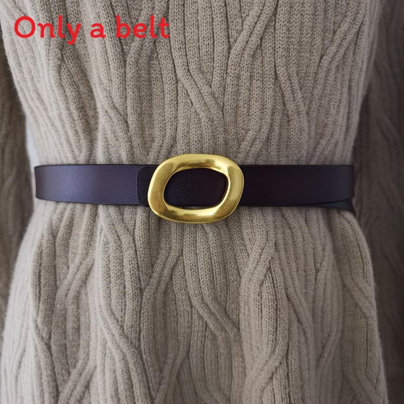 Fashion Leather Waist Belt For Women With Silver Button Closure For Daily Use