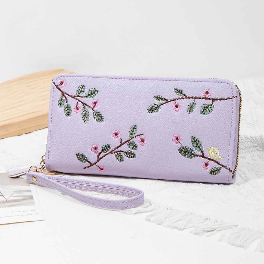 New Women's Embroidered Flower Pocket Wallet Card Position Wallet Multi Sensory Fashion Metall Women's Handheld Bag