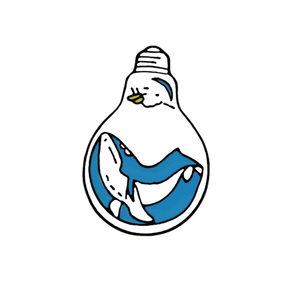 Cartoon Blue Marine Animal Brooch Save Ocean Whale Dolphin Enamel Badge Cloth Backpack Lapel Pins Jewelry Gifts for Friends Kids