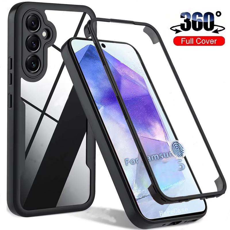 Luxury Clear 360 Full Body Case For Samsung S24 S23 S22 Ultra S21 FE Plus A53 A52 A32 A12 A13 A33 5G Front Back Protective Cover