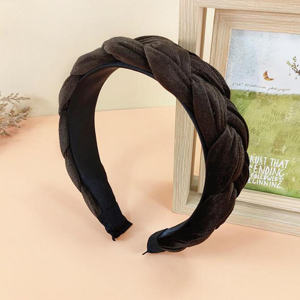 PROLY New Fashion Women Headband Solid Color Braided Hairband Wide Side Headwear Adult Hair Accessories Autumn
