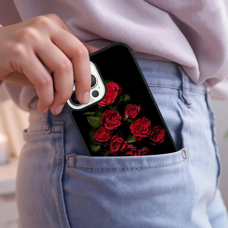 Rose Dark Floral Flower Phone Case For iPhone 17 Air 15 16e 14 13 Pro Max Coque 12 11 Pro Max PLUS cover
