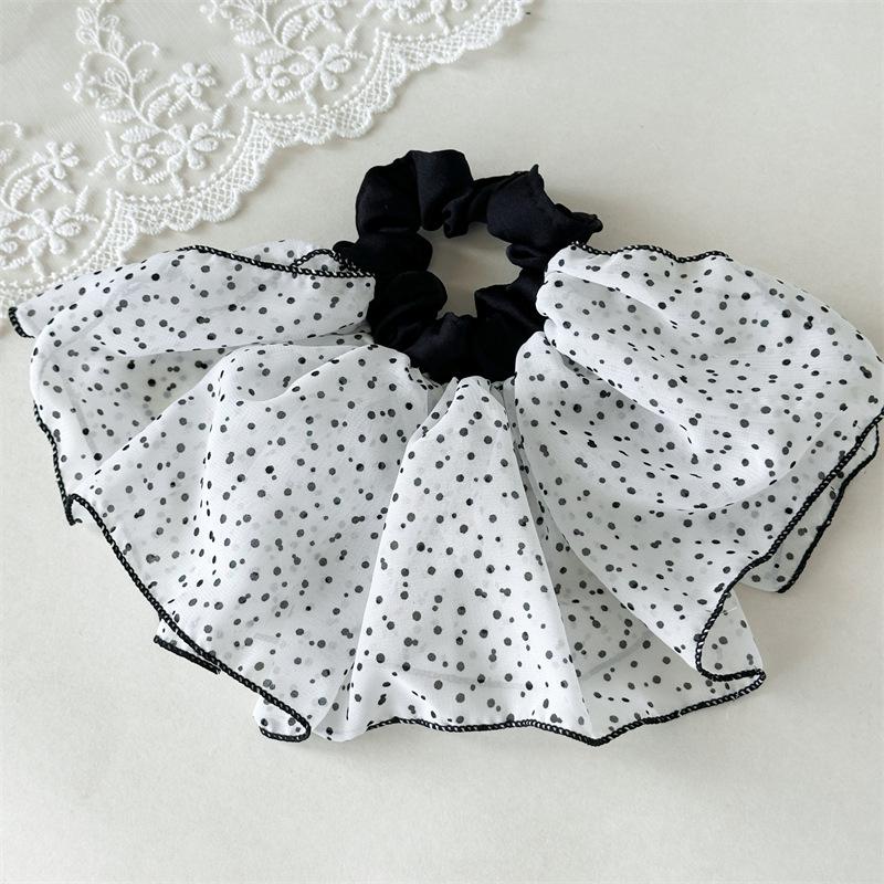 

Chiffon Scrunchies For Women Elastic Hair Bands Ponytail Holders Tie Wave Point Hair Hoop Scrunchy Rubber Bands Women Hair Ring белый