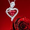 Silver Women' Pendant Necklace Chain Heart Cubic Zirconia Gift