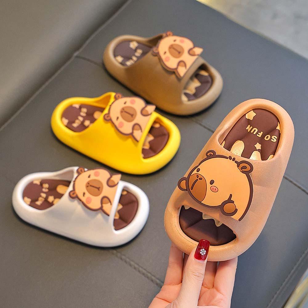 Thickened Cartoon Animal Slippers PVC Children's Bathroom Sandals Cute Capybara Slippers  Boys