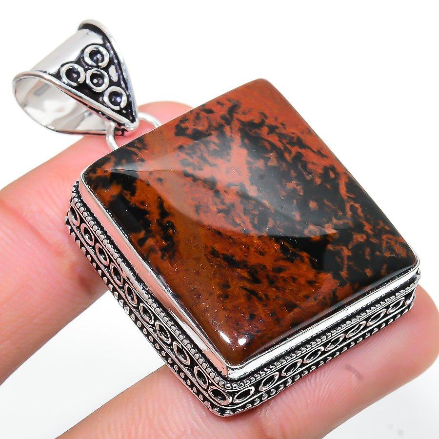 

Vintage Mahogany Obsidian Gemstone Handmade Ethnic Jewelry Pendant 1.97 SR-6096