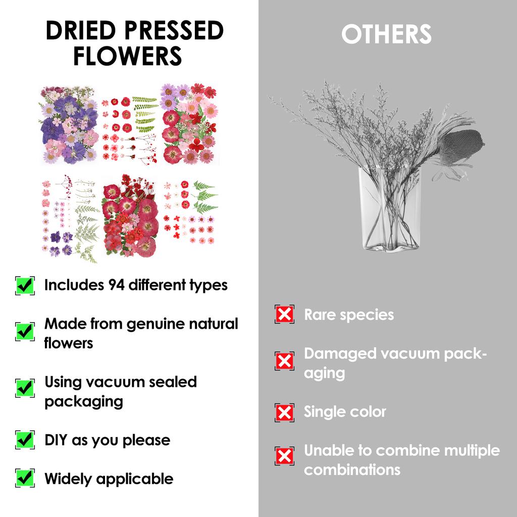 Dried Flowers Diy Pressed Flowers Stickers 104/96/94Pcs Real Natural Pressing Floral Leaves For DIY Making Art Decoration Home