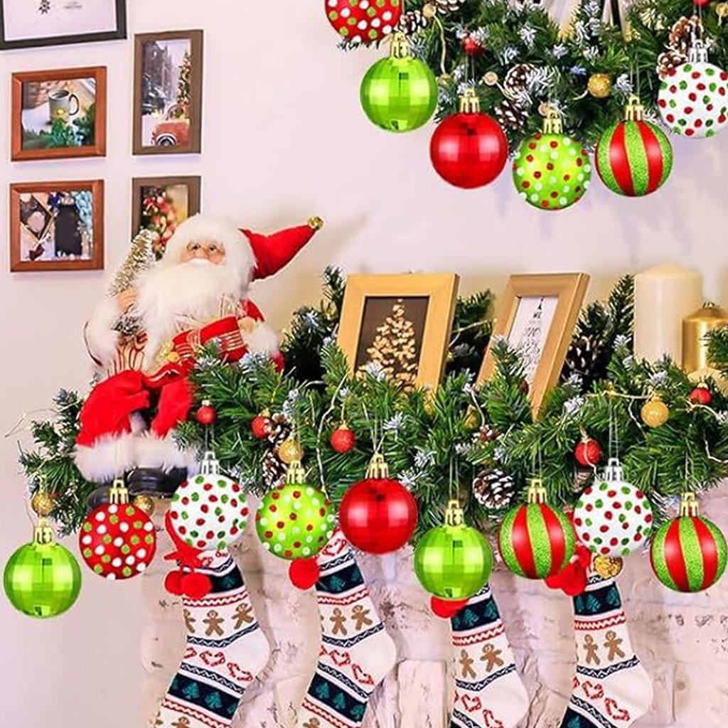 24pcs Xmas Ball Ornaments 2.0in Shatterproof Xmas Tree Balls Decoration Painting Hanging Ball for Ho