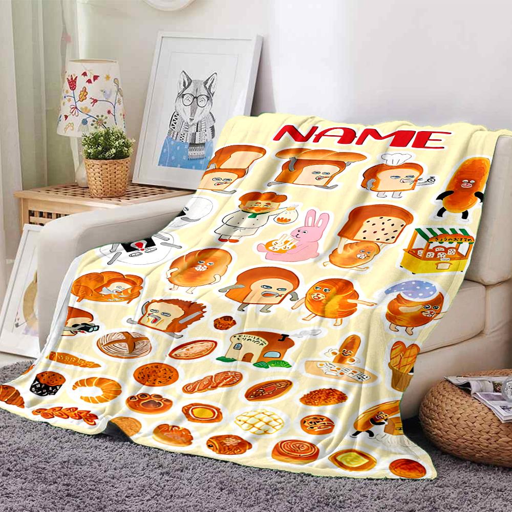 Customiz Name Personality Bread Thief Blanket Soft &Warm Sofa Office Bed Travel Lunch Break Blanket, Gift Suitable for All Seasons